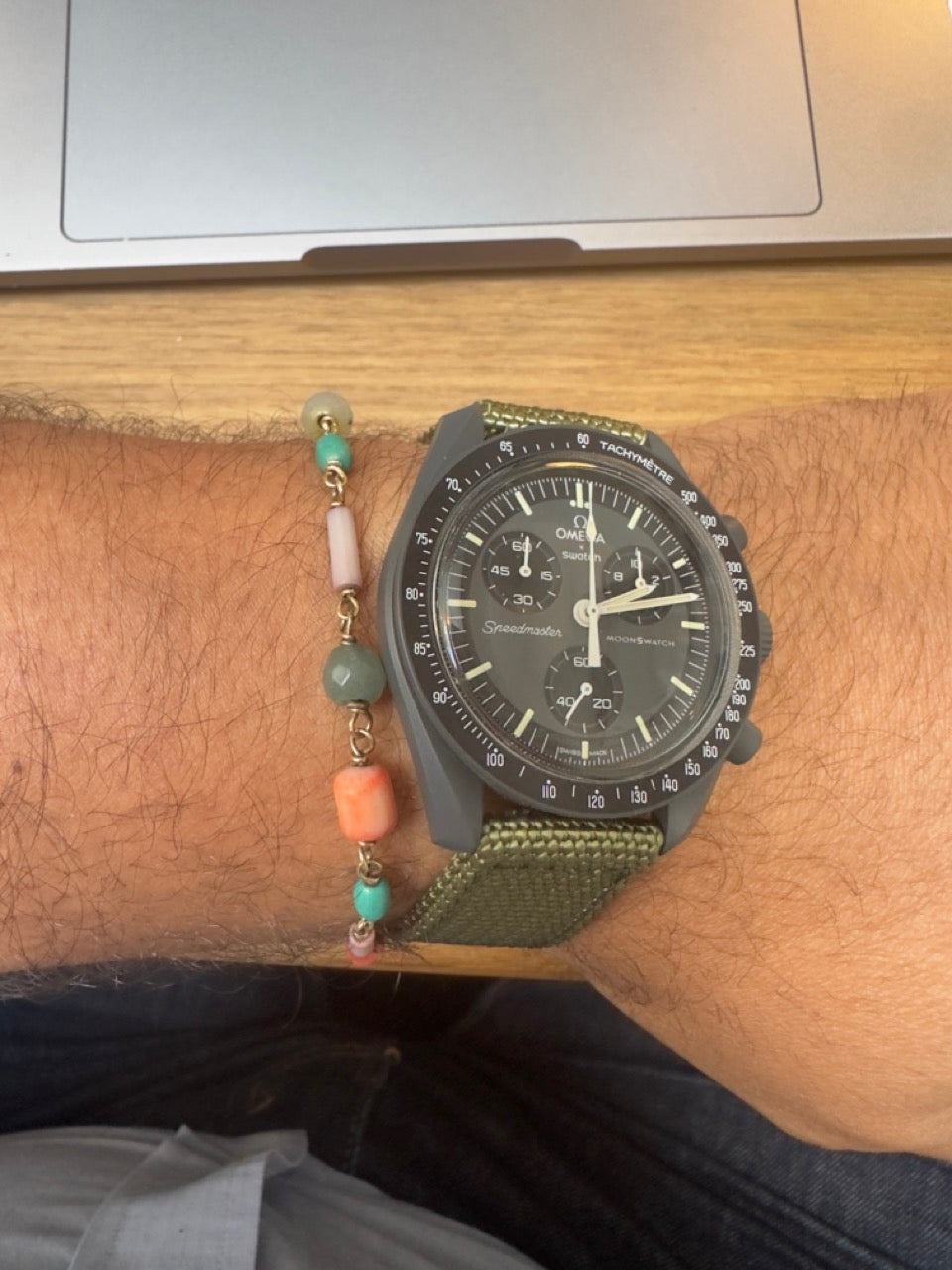 Columbiad : Bracelet Swatch x Omega Vert